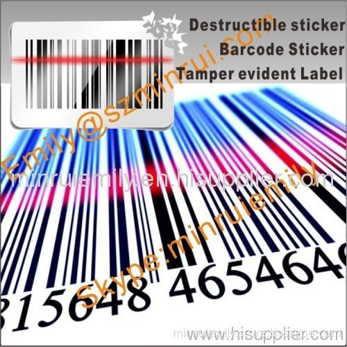 Custom Destructible Tamper Evident Barcode Labels With Sequence Numbers